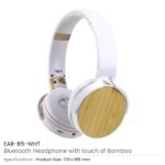 Bluetooth Headphone with Bamboo Touch EAR B5 WHT Details
