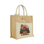 Branding Jute Bag with Front Cotton Pocket and Button JSB 16