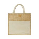 Jute Bag with Front Cotton Pocket and Button JSB 16 Blank