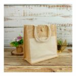 Jute Bag with Front Cotton Pocket and Button JSB 16 Sample