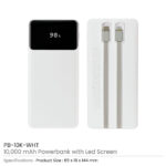 Powerbank with LED Screen 10K mAh PB 10K WHT