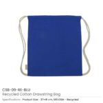 Recycled Cotton Drawstring Bags Blue CSB 09 RE BLU