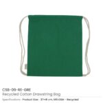 Recycled Cotton Drawstring Bags Green CSB 09 RE GRE