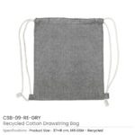 Recycled Cotton Drawstring Bags Grey CSB 09 RE GRY