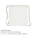 Recycled Cotton Drawstring Bags White CSB 09 RE WHT