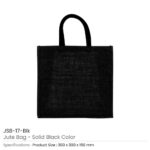 Reusable Square Jute Bags Black JSB 17 BLK