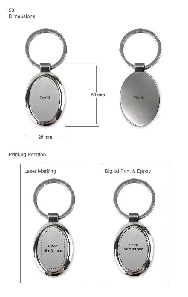Oval Metal Keychains 20 main details