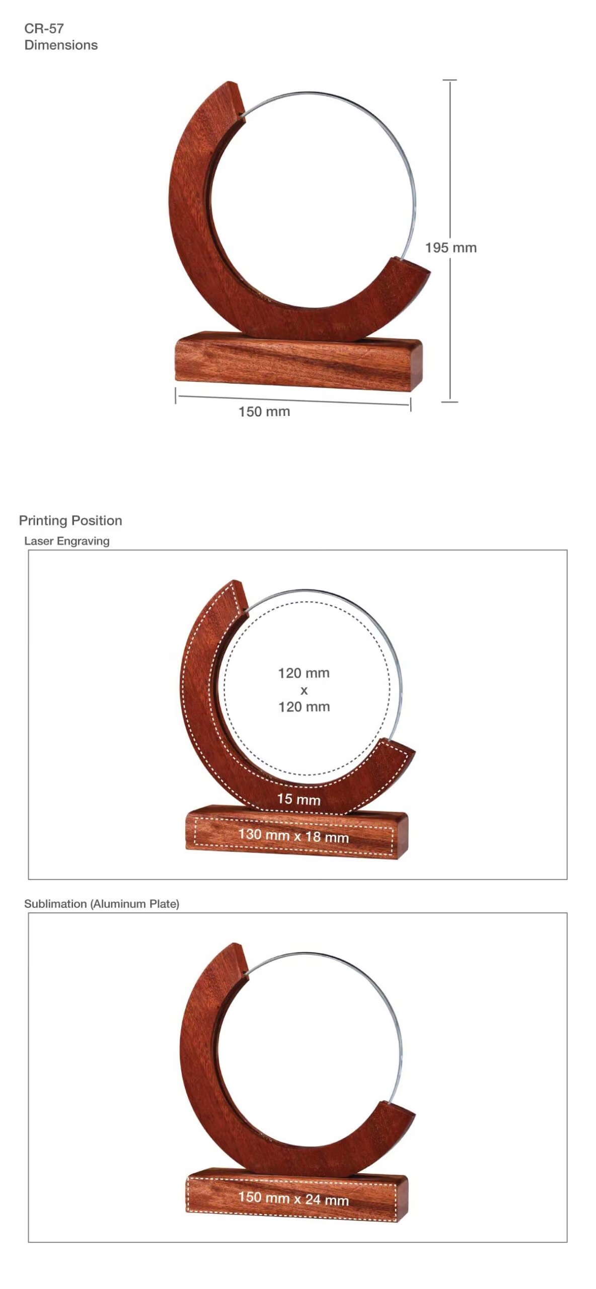 Round Moon Crystal Awards with Wooden details