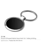 Round Shaped Metal Keychain 22 BK